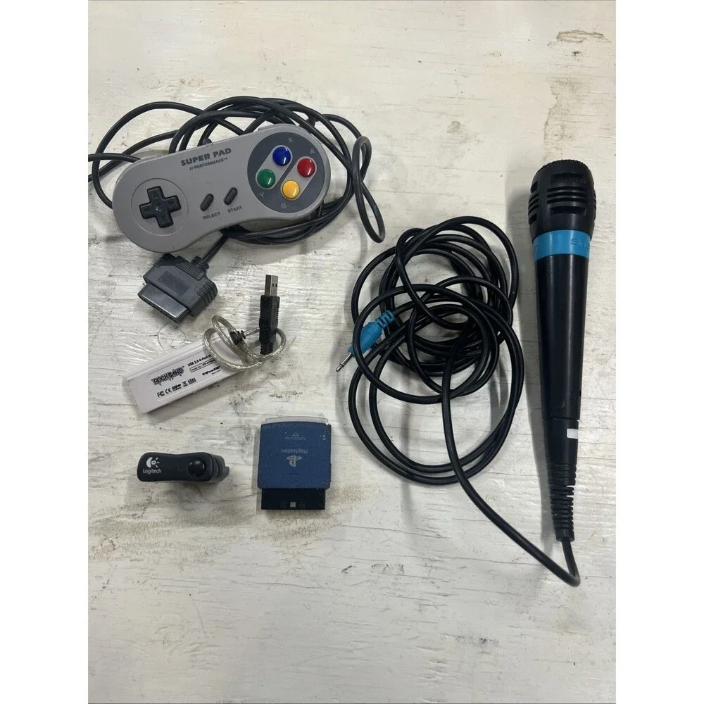 Nintendo Super Pad Sing Star MicrophonePS2 And 1 USB Plug Adaptor Untested Othe